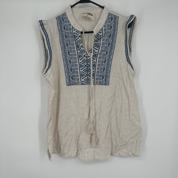 Savanna Jane Sleeveless Blouse Cream Size Medium Linen Blend‎ - Picture 1 of 4